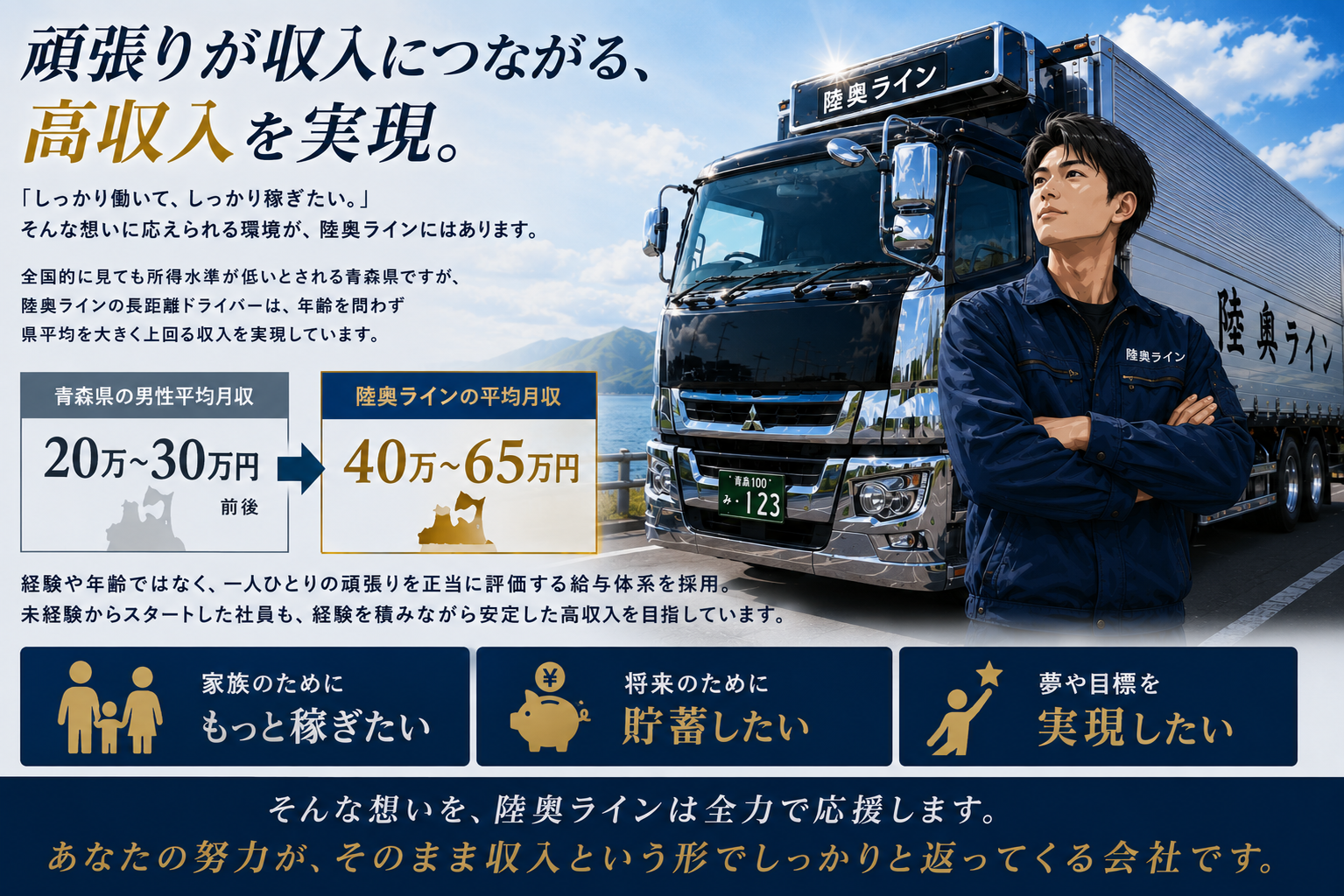 頑張りが収入につながる。
高収入を実現！